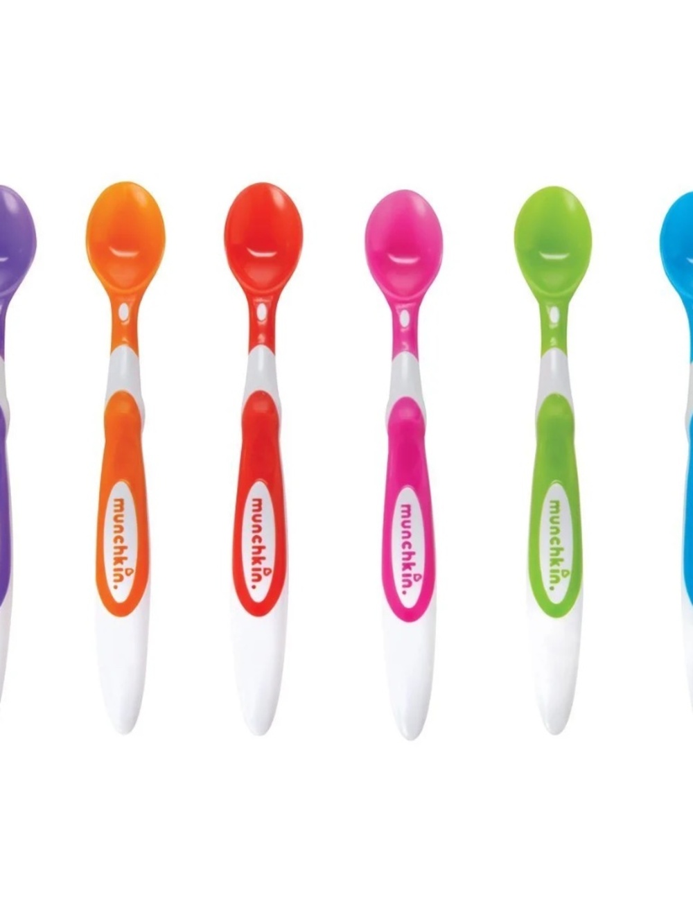7 Munchkin Soft-Tip Infant Plastic Colored Spoons